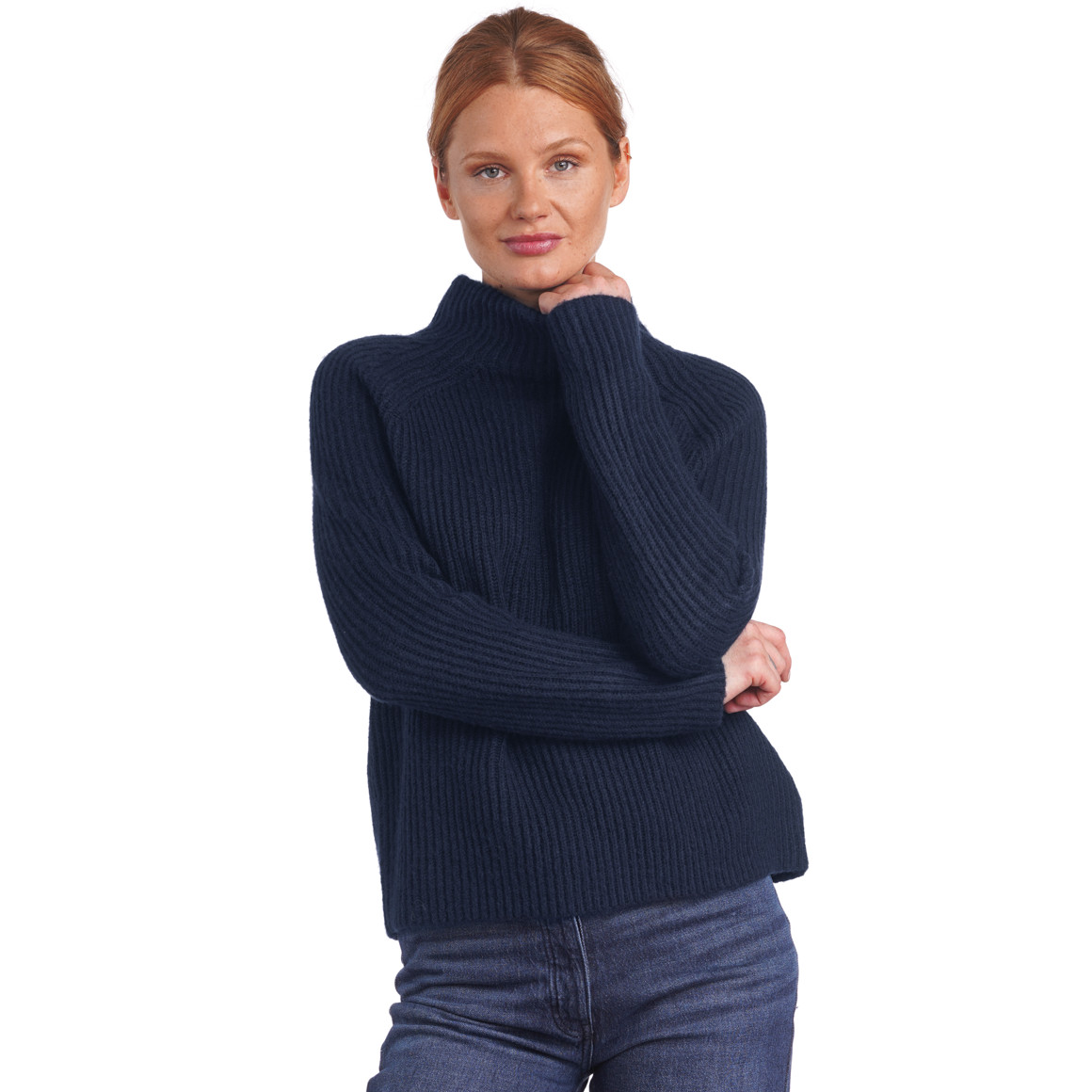 Damen Strickpullover mit Stehkragen