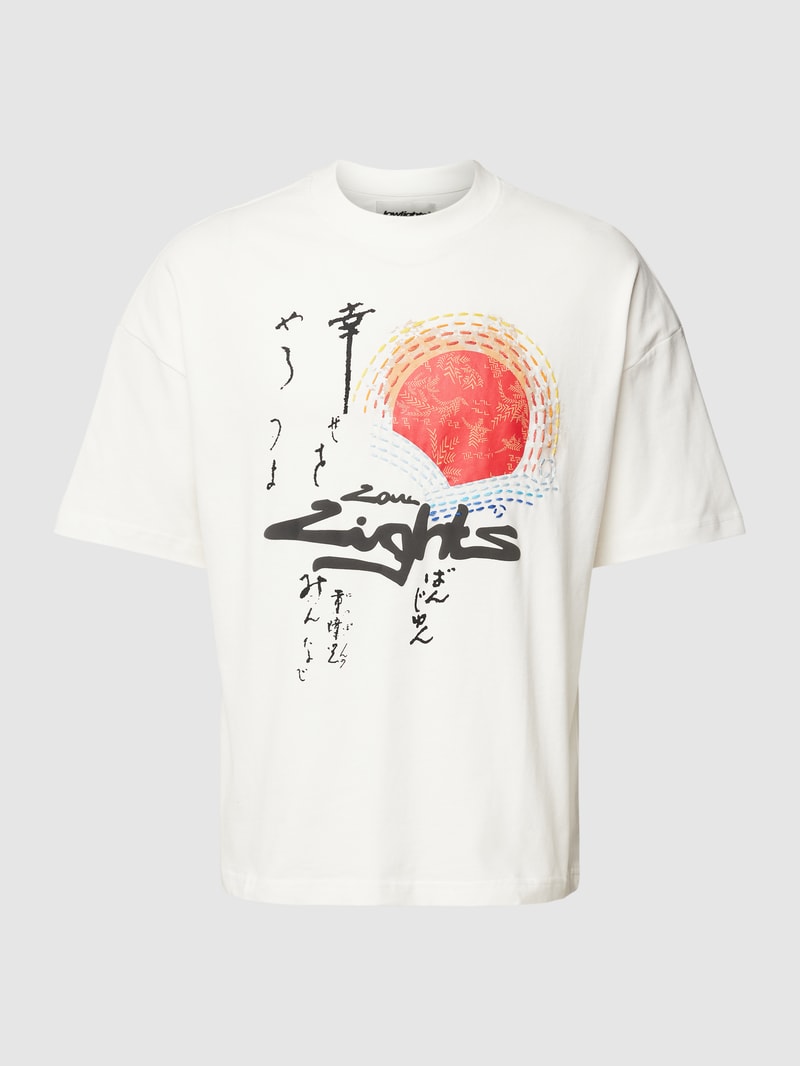 Oversized T-Shirt mit Label-Print in offwhite