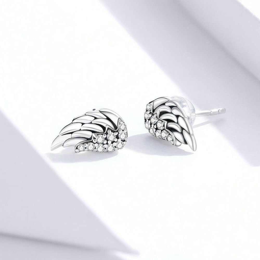 POCHUMIDUU Paar Ohrhänger 925 Sterling Silber Engelsflügel Ohrringe (2-tlg., mit 3A Zirkonia Ohrschmuck), Für Frauen Mädchen Geschenk