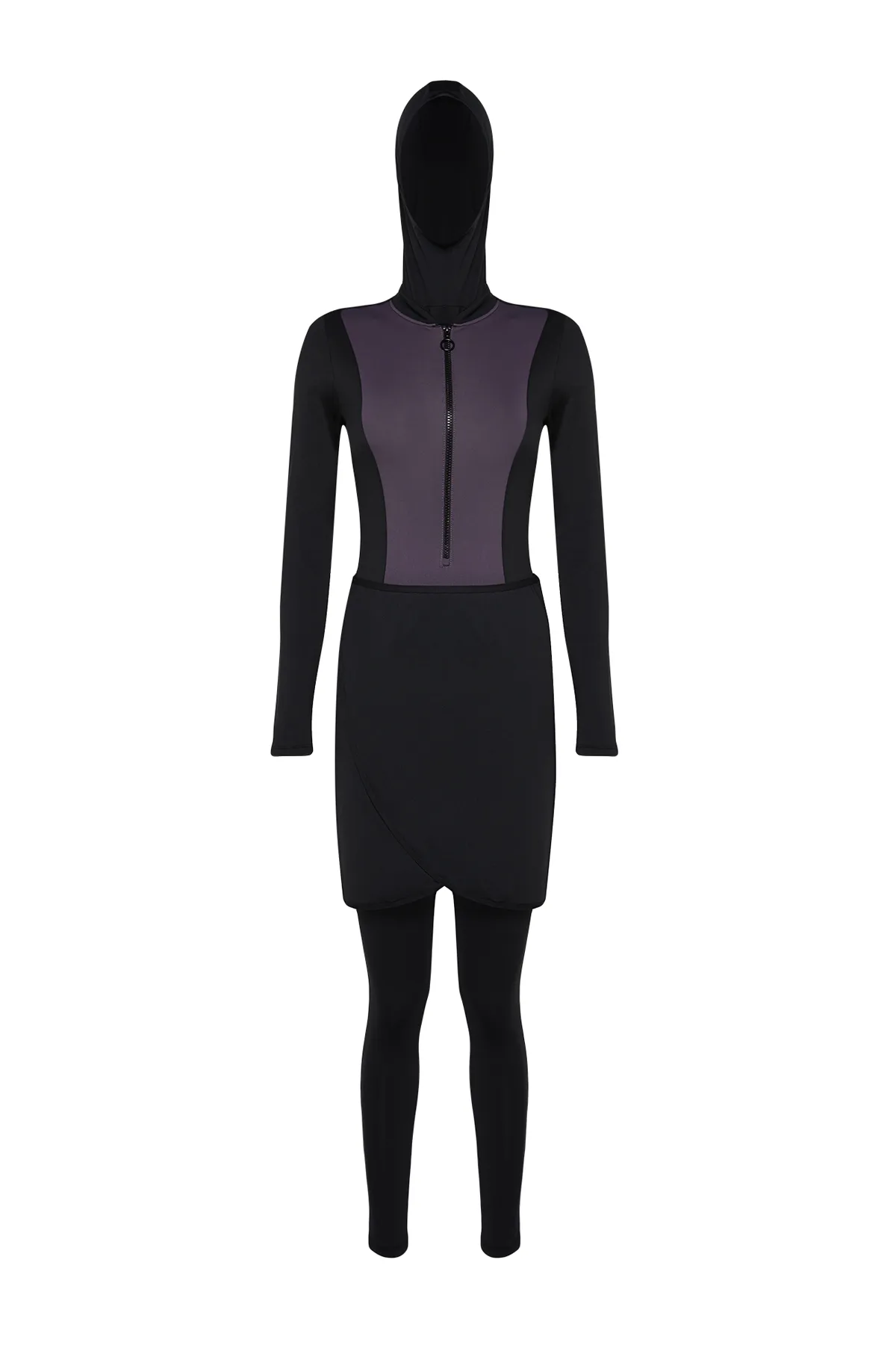 Trendyol Modest  Geräuchertes Farbblock-Beachwear-Badeanzug-Set mit vollständiger Abdeckung, 4-teilig TCTSS24CF00000