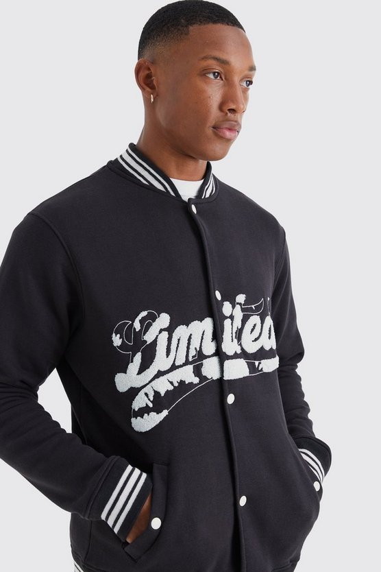 Jersey-Bomberjacke mit Limited Frottee-Applikation