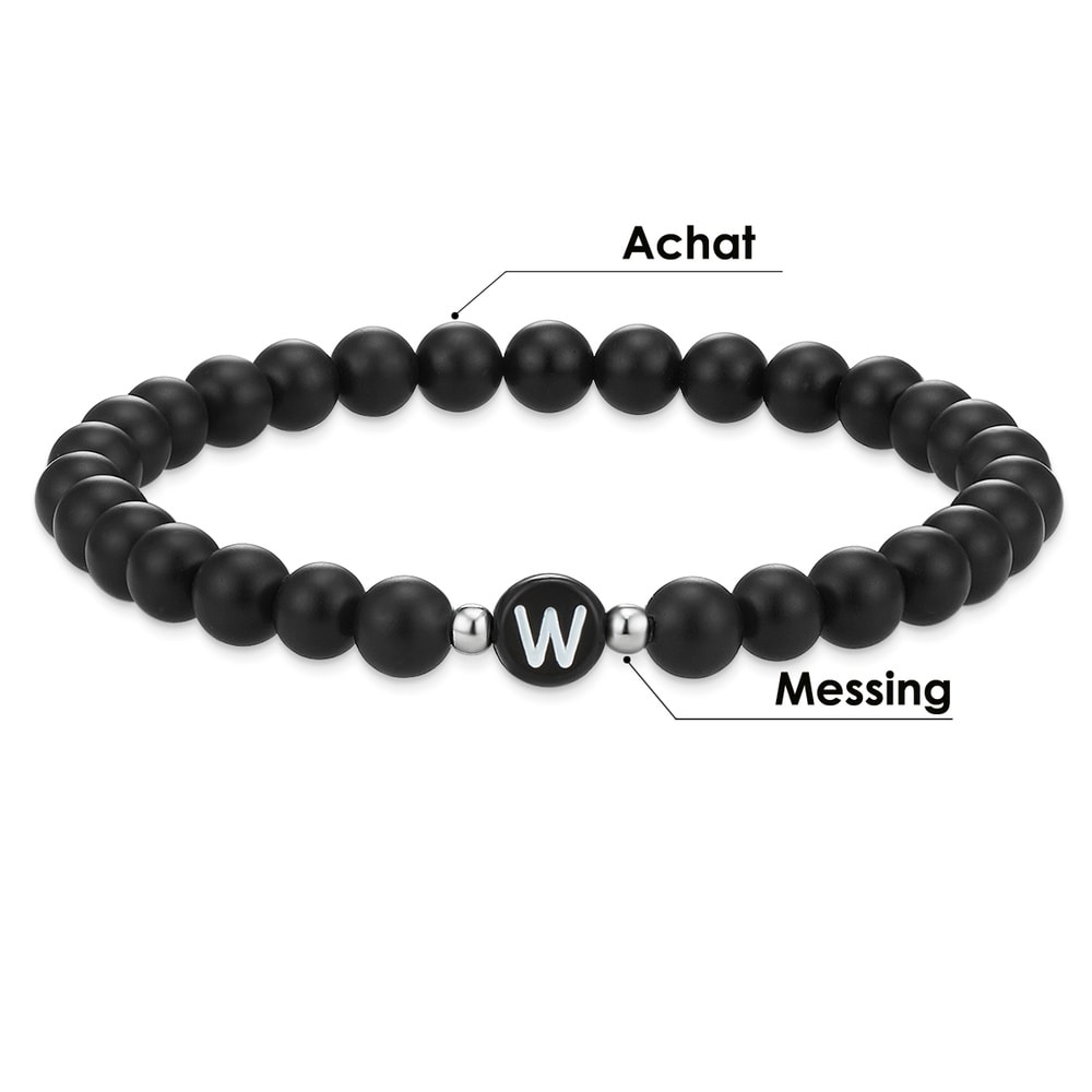 EASTSIDE Bracelet en pierres précieuses Lettres Agate en Noir Bracelet