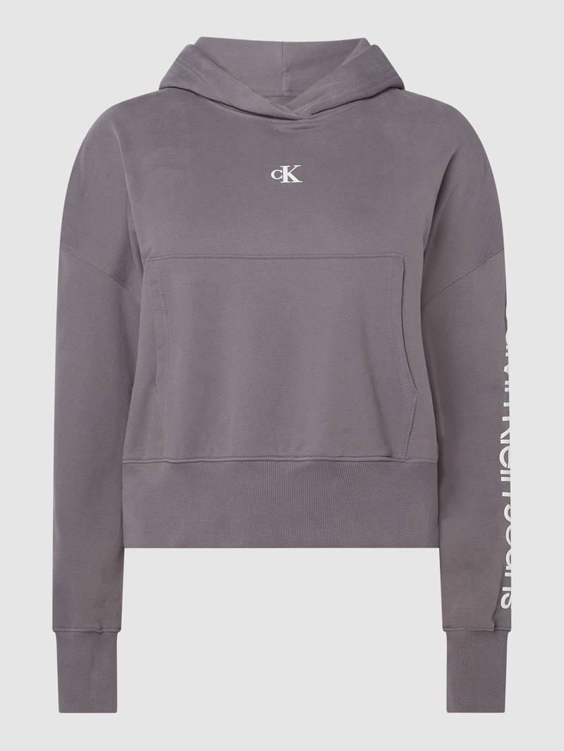 PLUS SIZE Hoodie mit Logo in mittelgrau