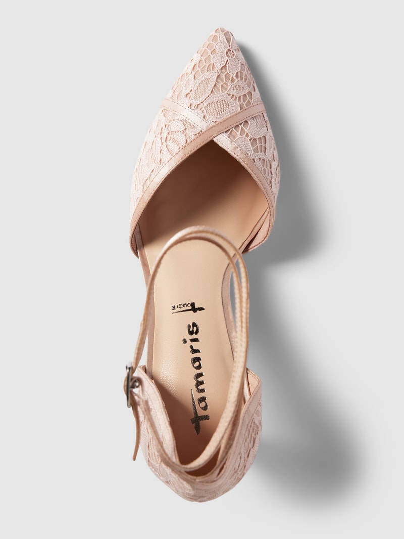 Pumps mit Spitzenbesatz in hellrosa