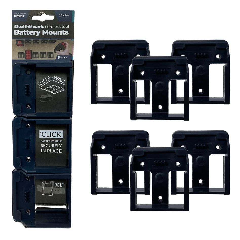 Supports de batterie bleus StealthMounts BM-BO18-BLU-6 pour Bosch 18v (lot de 6)