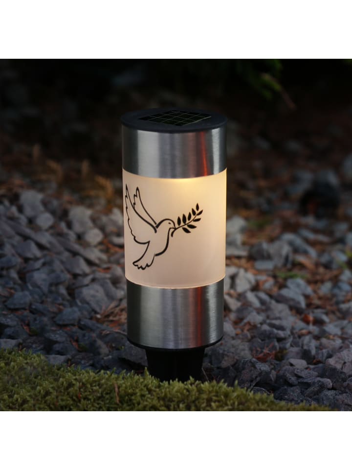 MARELIDA 2x LED Solar Grablicht Grabkerze Taube Lichtsensor H: 14cm in weiß günstig kaufen onesize