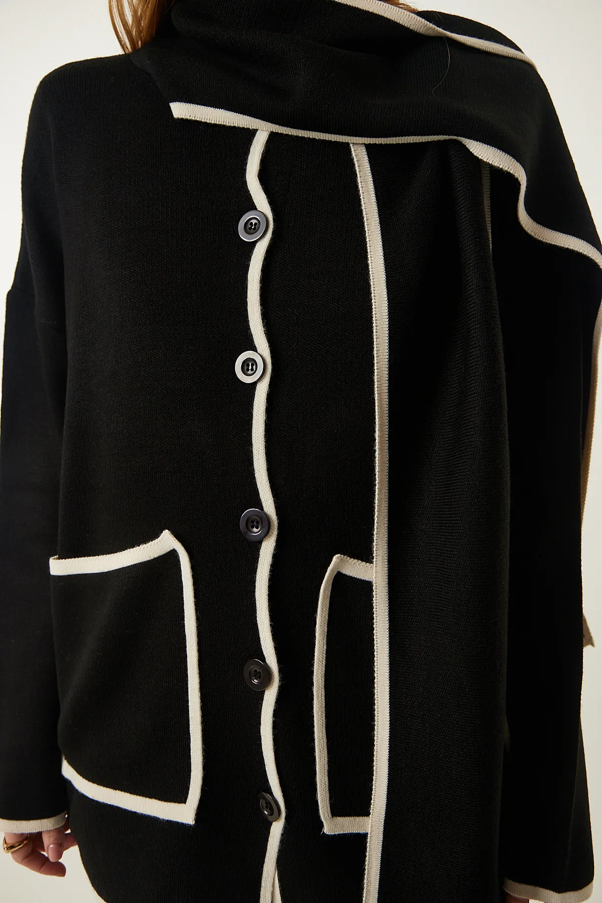 Happiness İstanbul  Strickjacke - Schwarz - Regular Fit