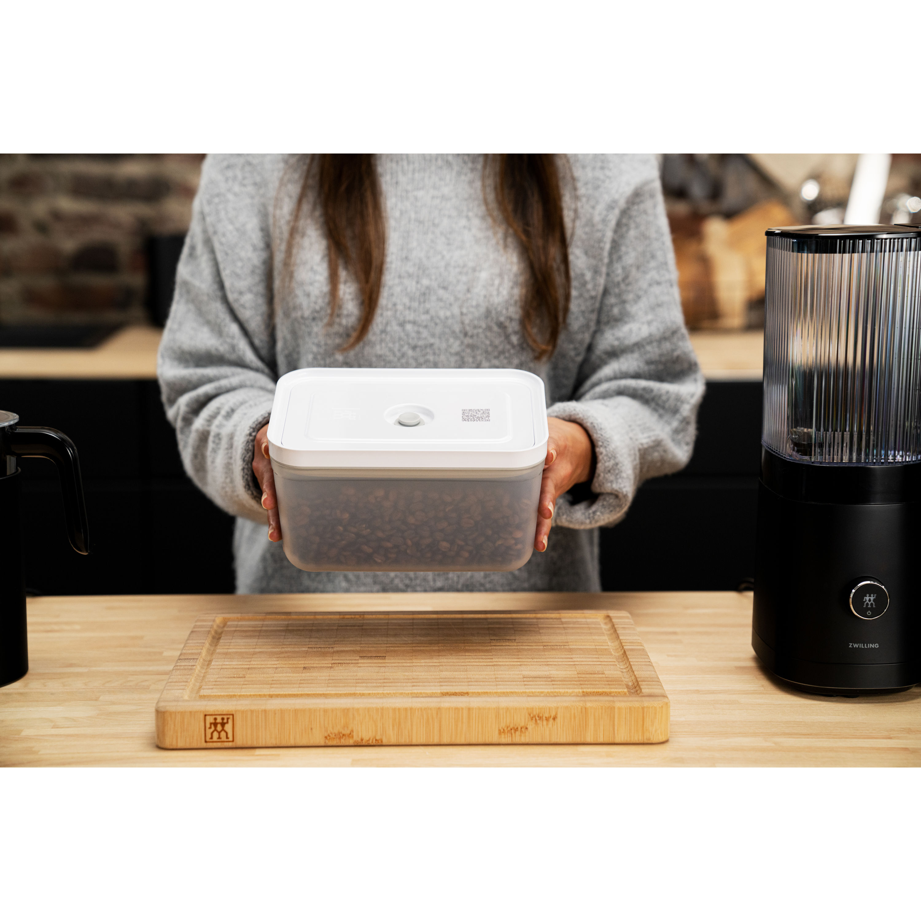 Vakuumbox L, Kunststoff, Semitransparent-Grau