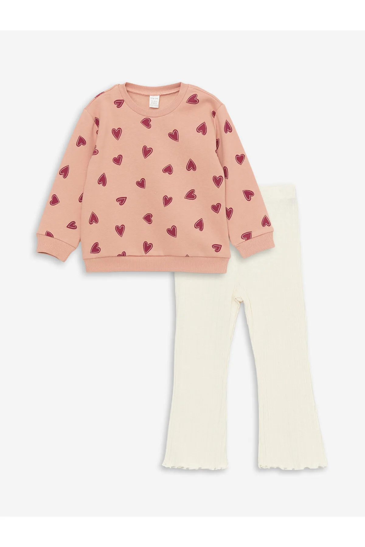 LC Waikiki  2-teiliges Set aus bedrucktem Langarm-Sweatshirt und Strumpfhosen für Babys mit Rundhalsausschnitt