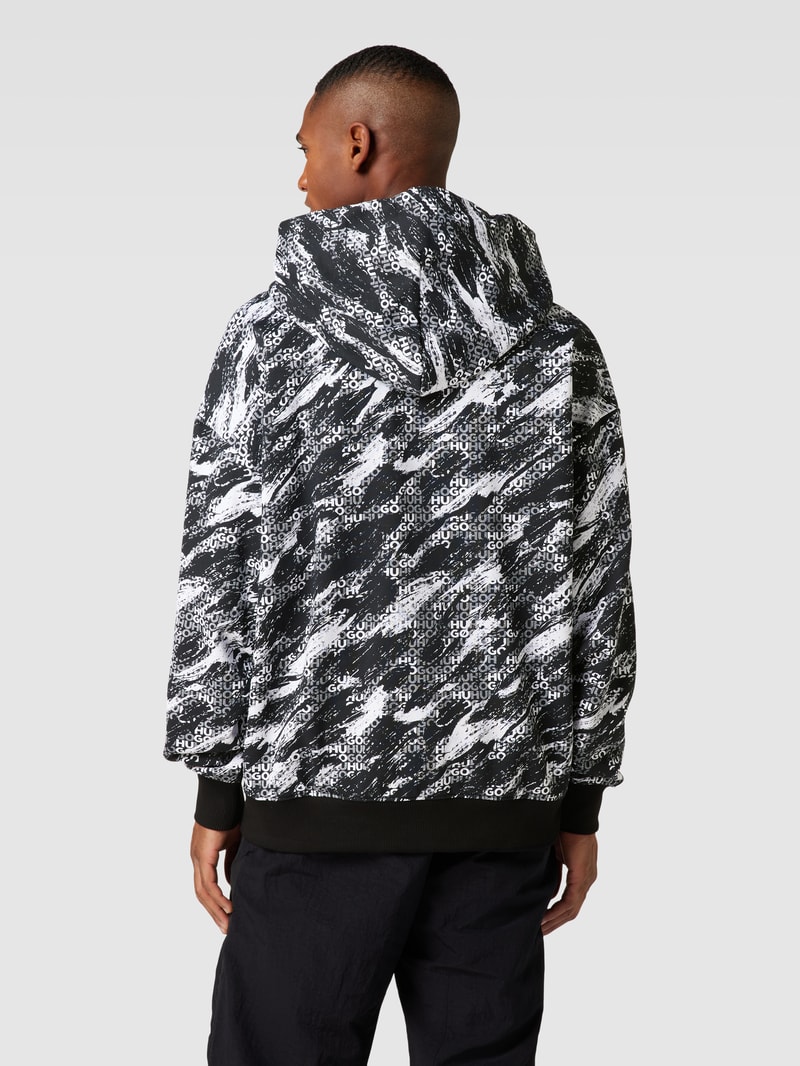 Hoodie mit Allover-Muster Modell 'Dednex' in schwarz