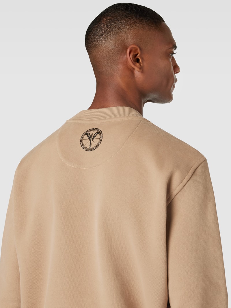 Sweatshirt mit gerippten Abschlüssen in beige