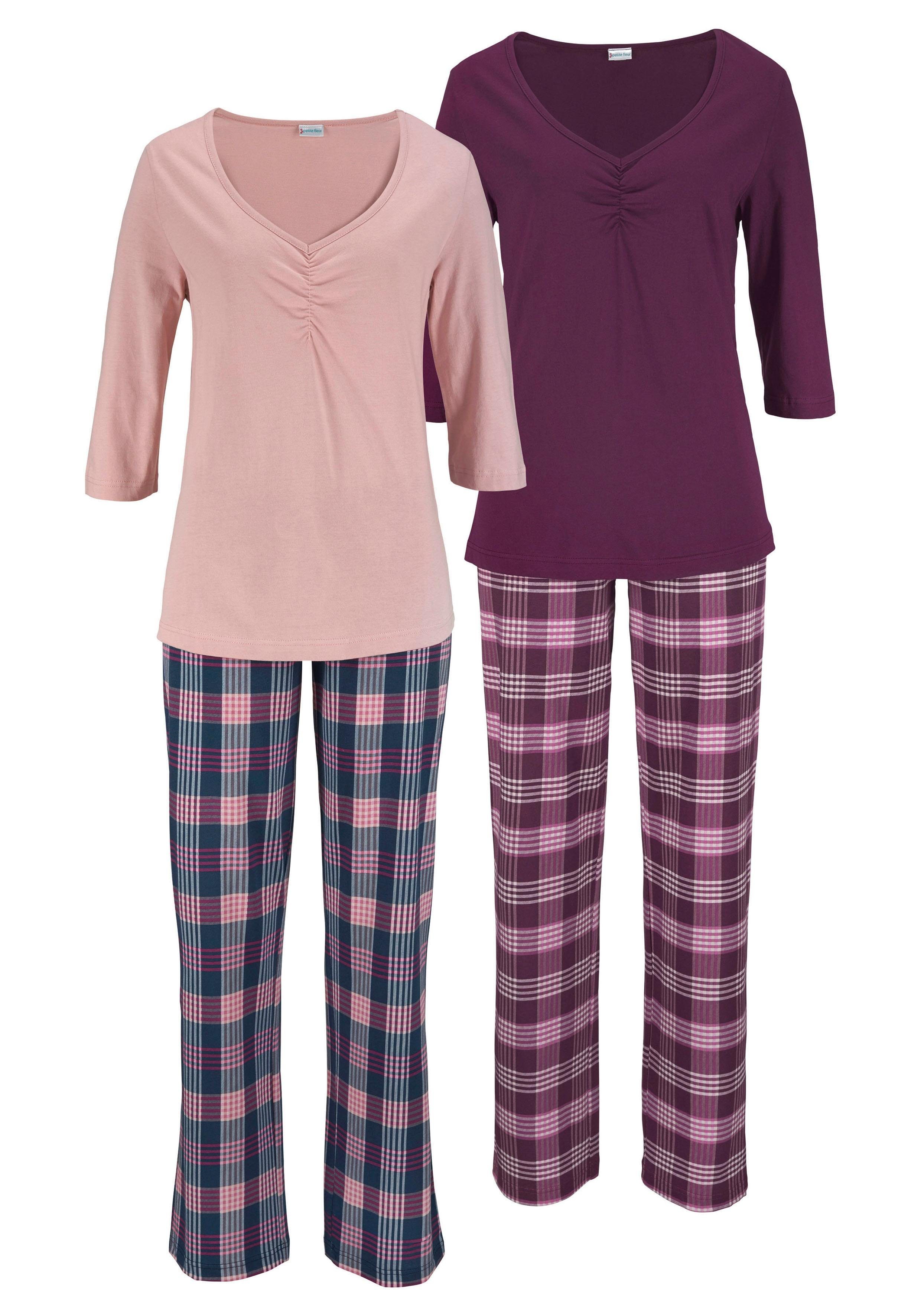 petite fleur Pyjama (4 tlg., 2 Stück) mit karierter Hose