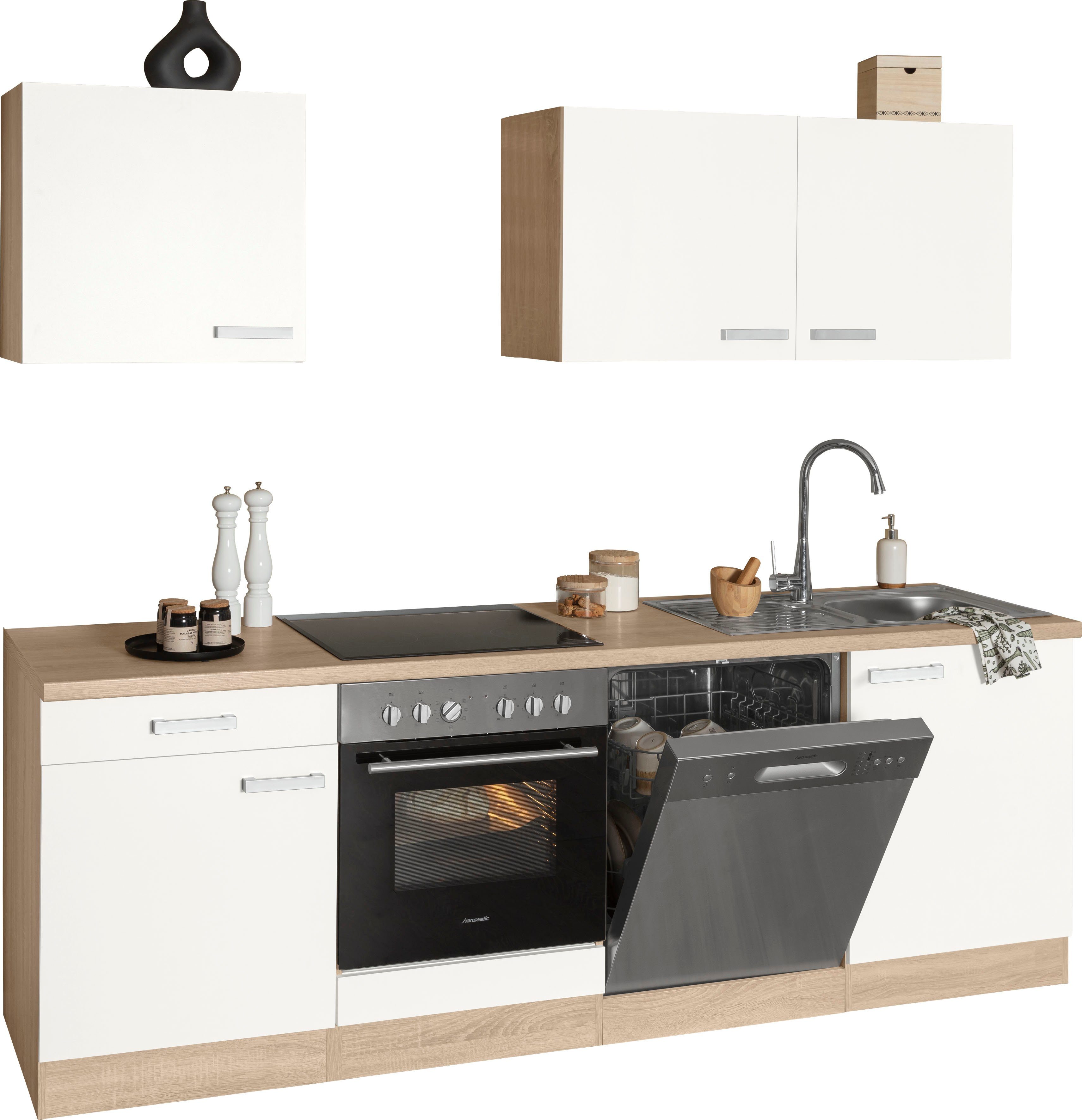 OPTIFIT Küchenzeile Leer, 240 cm breit, inkl. Elektrogeräte der Marke HANSEATIC