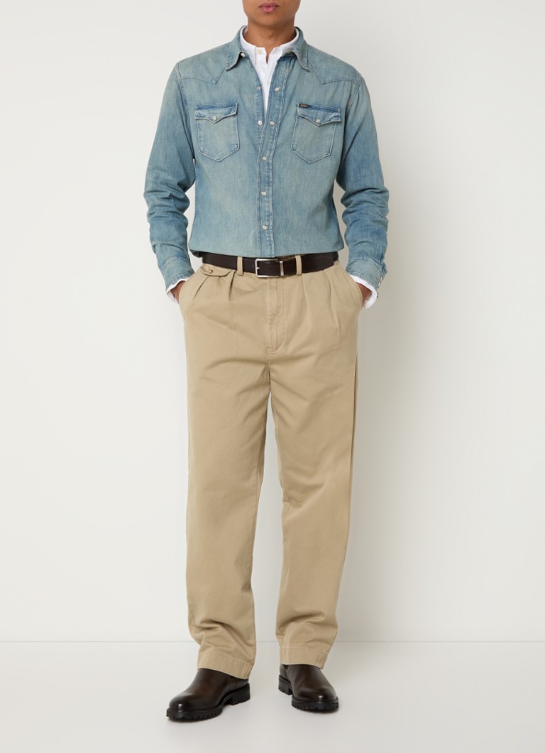 Cămașă clasică din denim de la Ralph Lauren, cu închidere cu capse.
