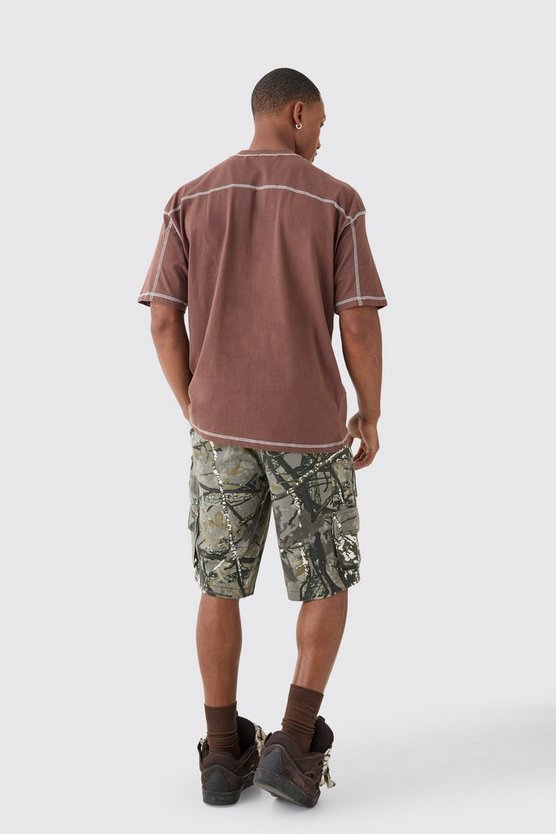 Oversize Worldwide T-Shirt mit Kontrast-Naht