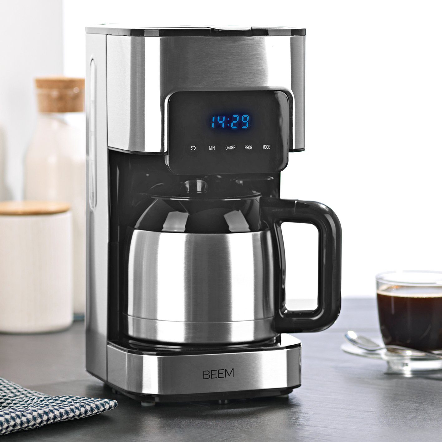 BEEM Filterkaffeemaschine FRESH-AROMA-TOUCH inkl. Thermokanne, 1l Kaffeekanne, 10 Tassen Timer Isolierkanne Permanentfilter