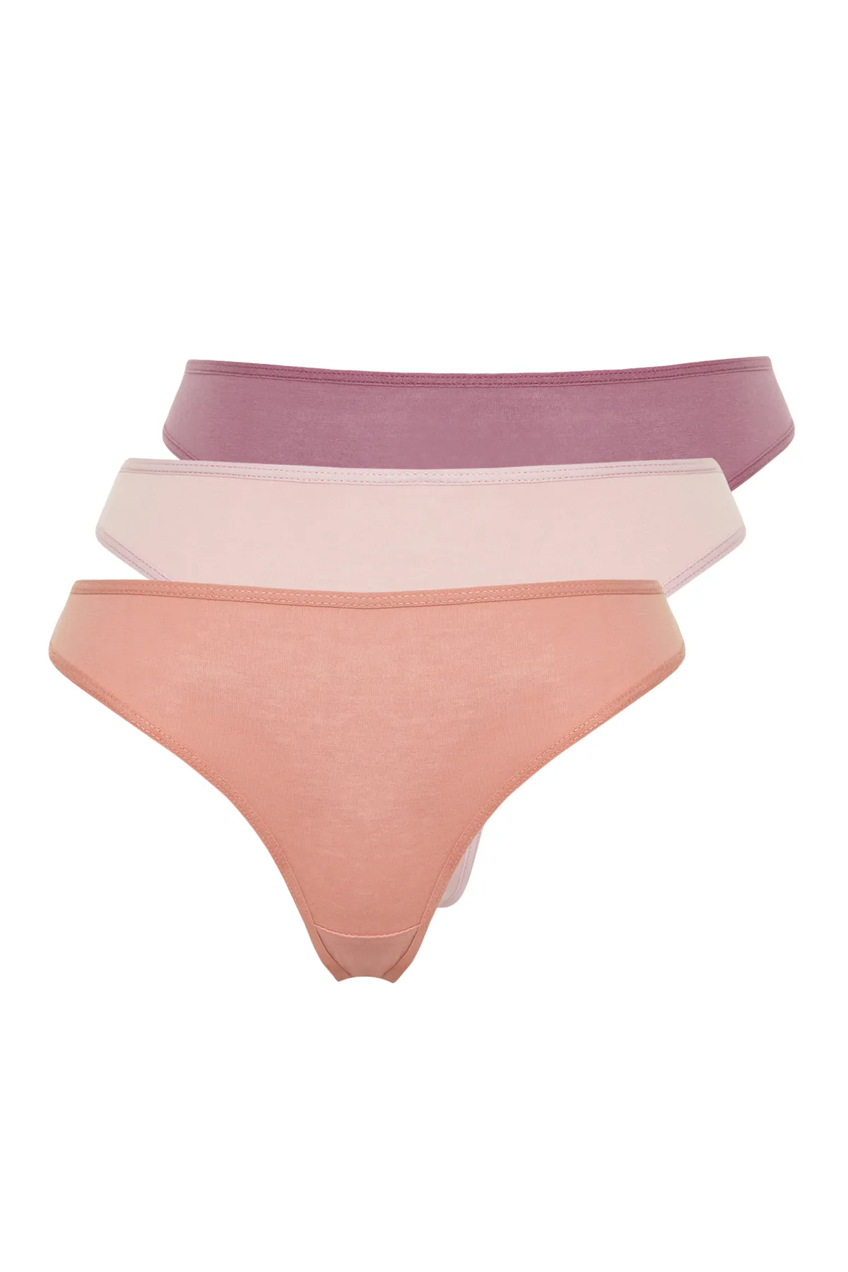 Trendyol Collection  3er-Pack Baumwoll-Tanga-Strickhöschen in Lila-Mehrfarbig THMSS21KU0135