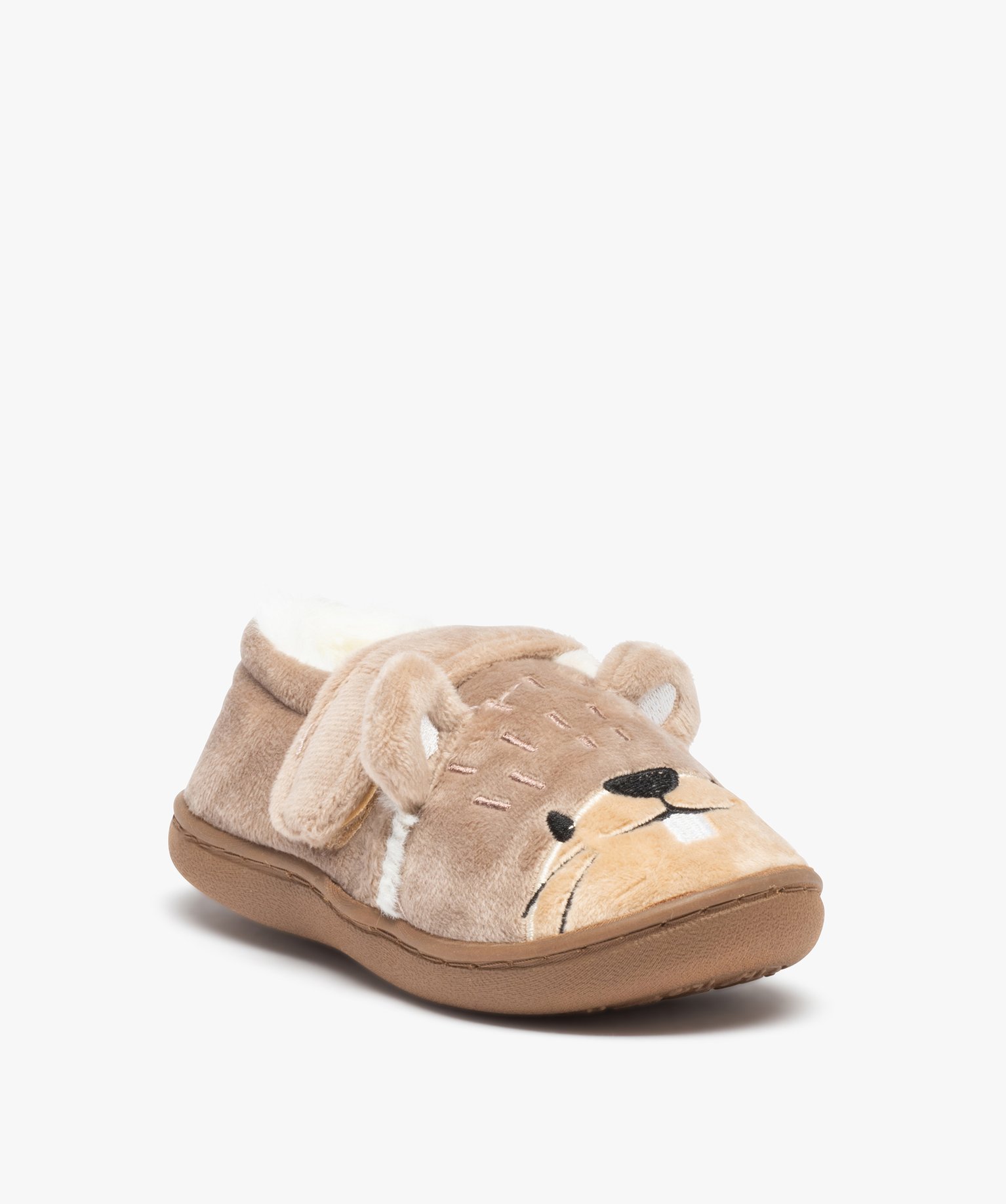 Chaussons Garçon en forme de castor fermeture scratch gris | GEMO