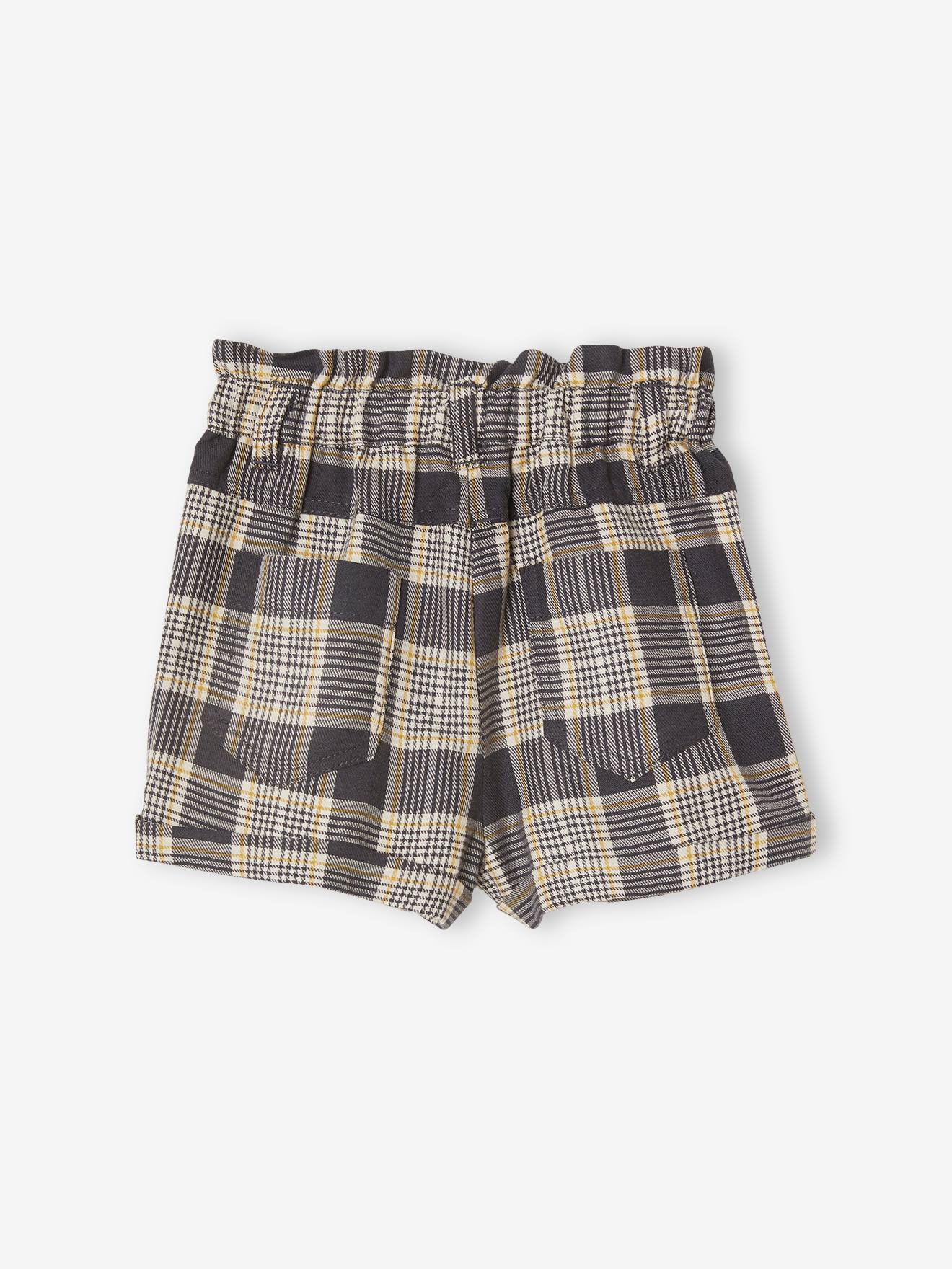 Vertbaudet Karierte Mädchen Baby Shorts - grau kariert