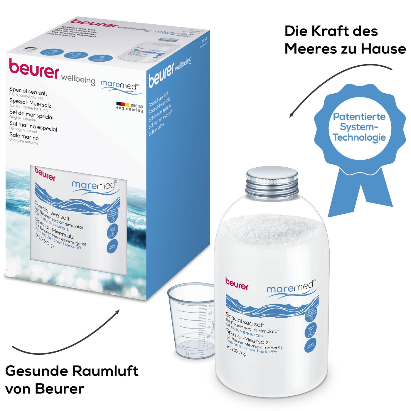 maremed® Spezial-Meersalz inkl. Messbecher-Spezial-Meersalz aus natürlichen Salzen zur Anwendung mit dem maremed® MK 500