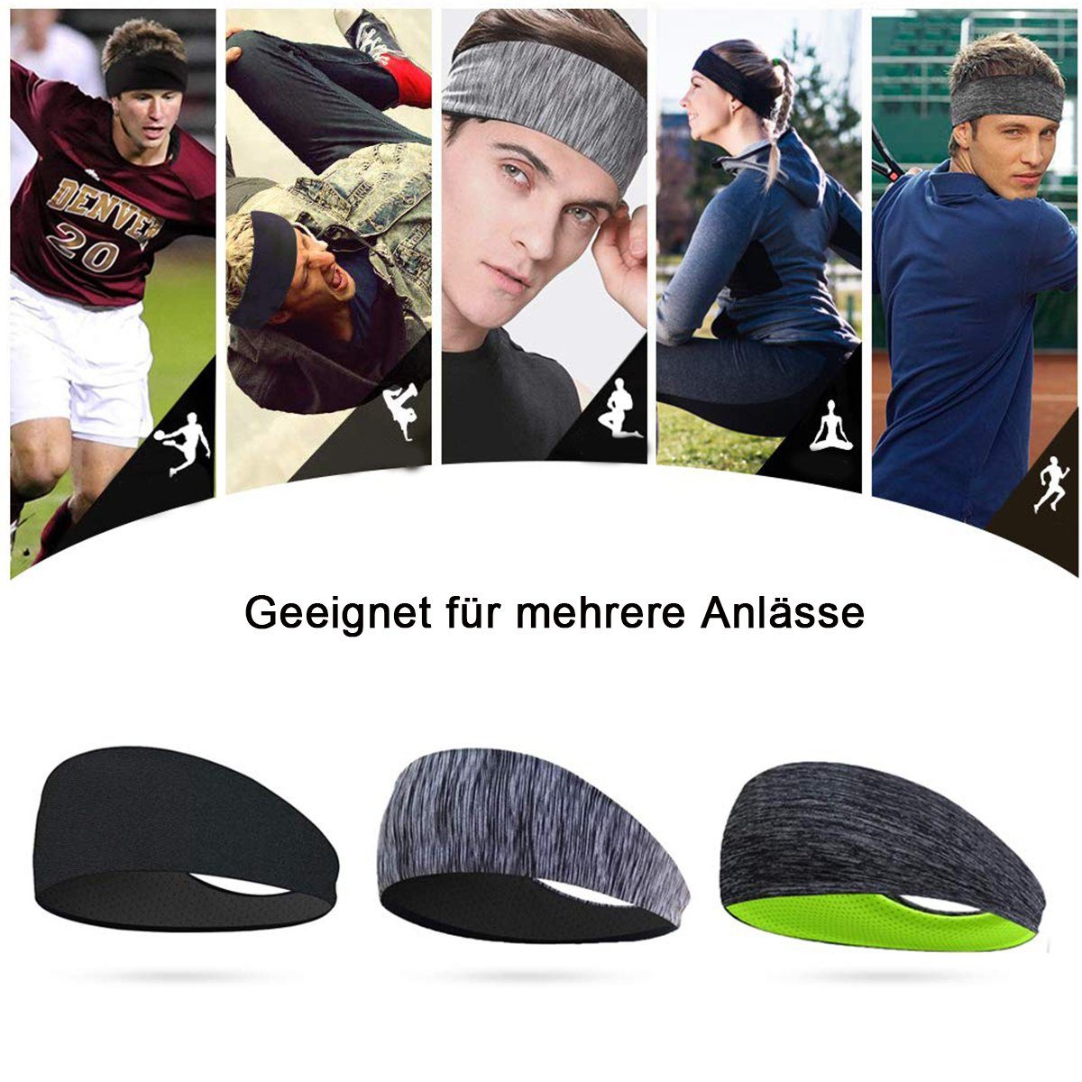 JedBesetzt Schweißband Schweißband,Sport Stirnband,Anti Rutsch, für Jogging, Laufen, Wandern