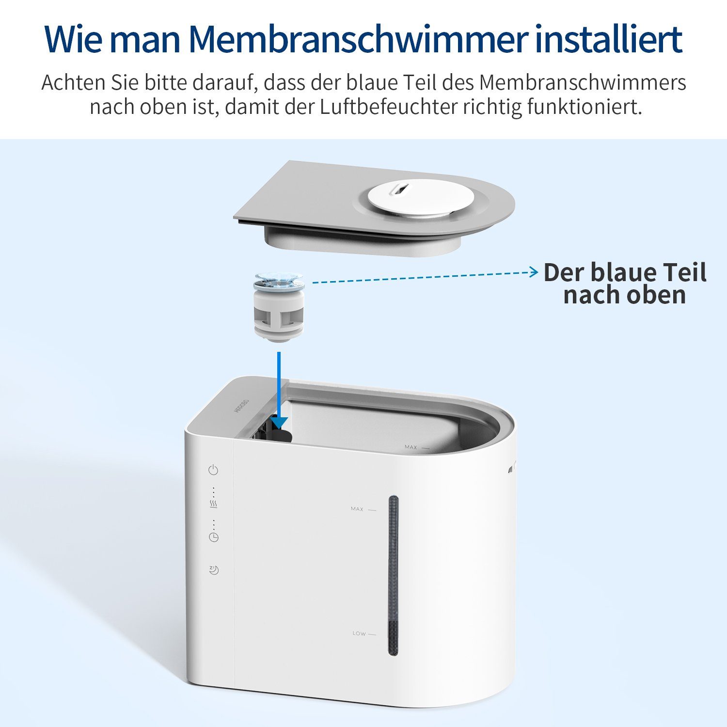 AIRROBO Luftbefeuchter HU450 , 360-Grad-Rotationsdüsen, automatische Abschaltung, 4,30 l Wassertank, Ultraschall-Technologie, Raumbefeuchter, Calmist 3.0™ Technologie