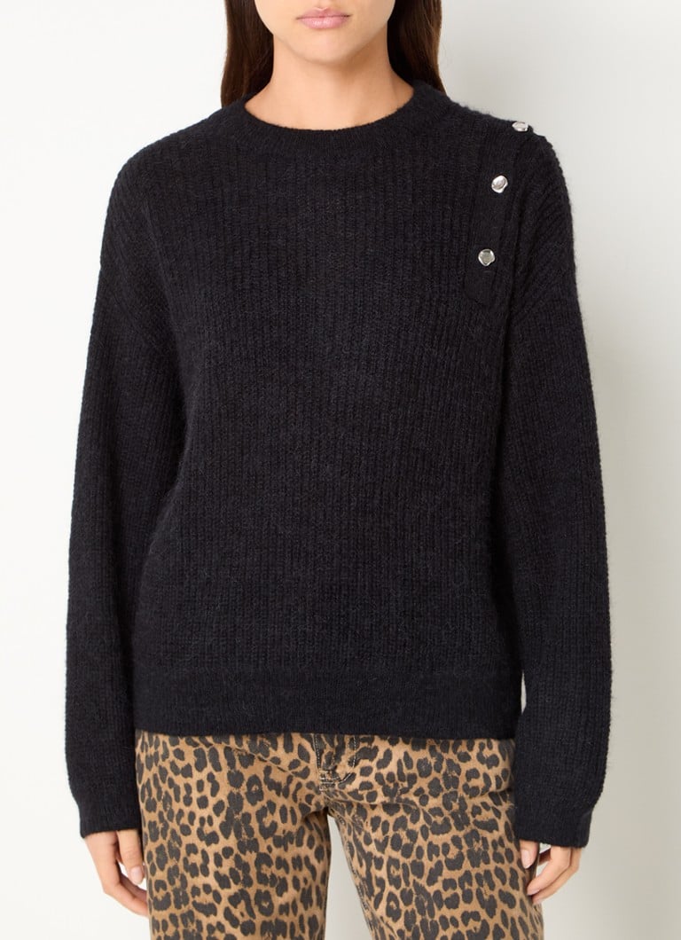 Dante 6 Coarse Knit Sweater in Alpaca Wool Blend with Button Detail
