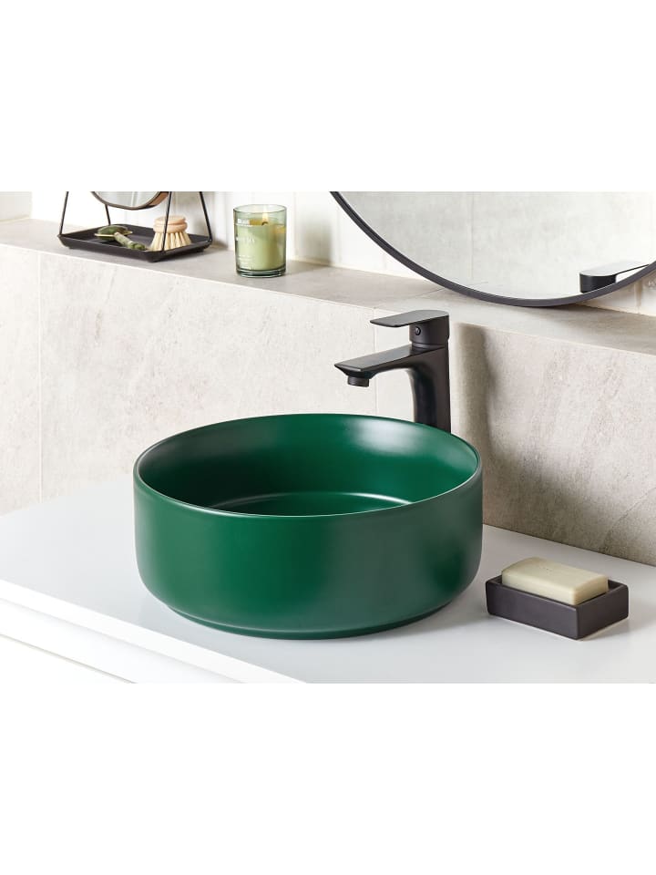 Beliani Waschbecken GUDAR in Grün - (W) 37 x (H) 12 x (L) 37 cm günstig kaufen onesize