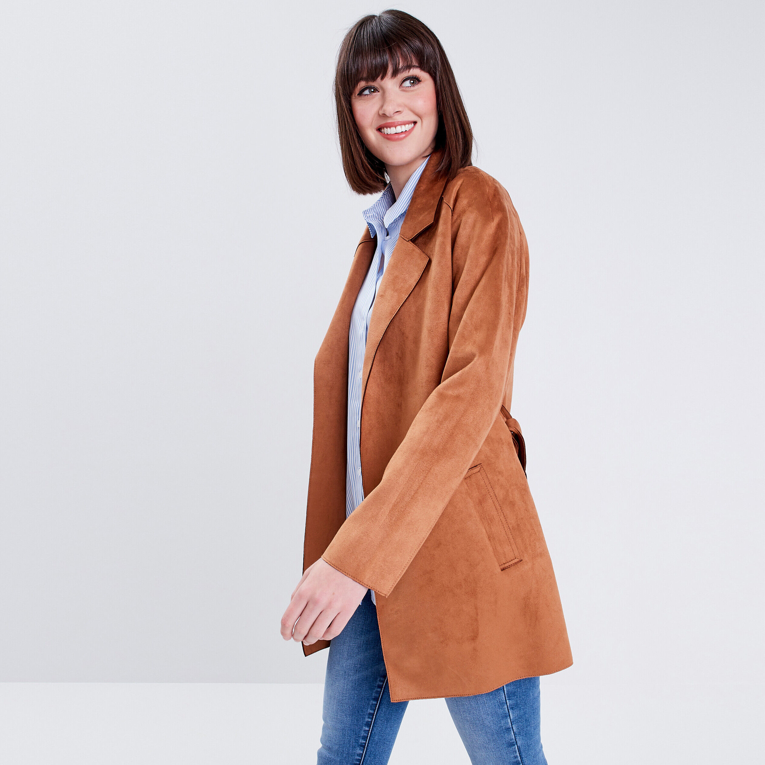 Trench droit ceinturé camel femme | Cache Cache