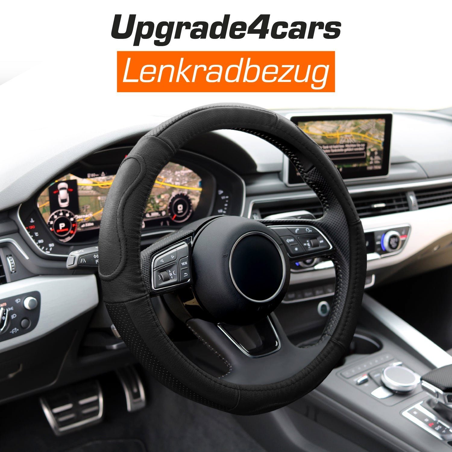 Upgrade4cars Lenkradbezug Kunstleder, Ø 37,00 - 39,00 cm, Stilvolles Design mit Perforierten Details für mehr Grip