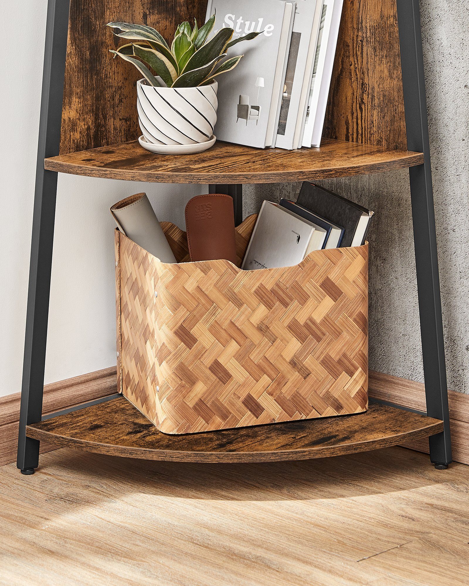 VASAGLE Eckregal Bücherregal, mit 5 Ablagen, Standregal, 45 x 45 x 182 cm