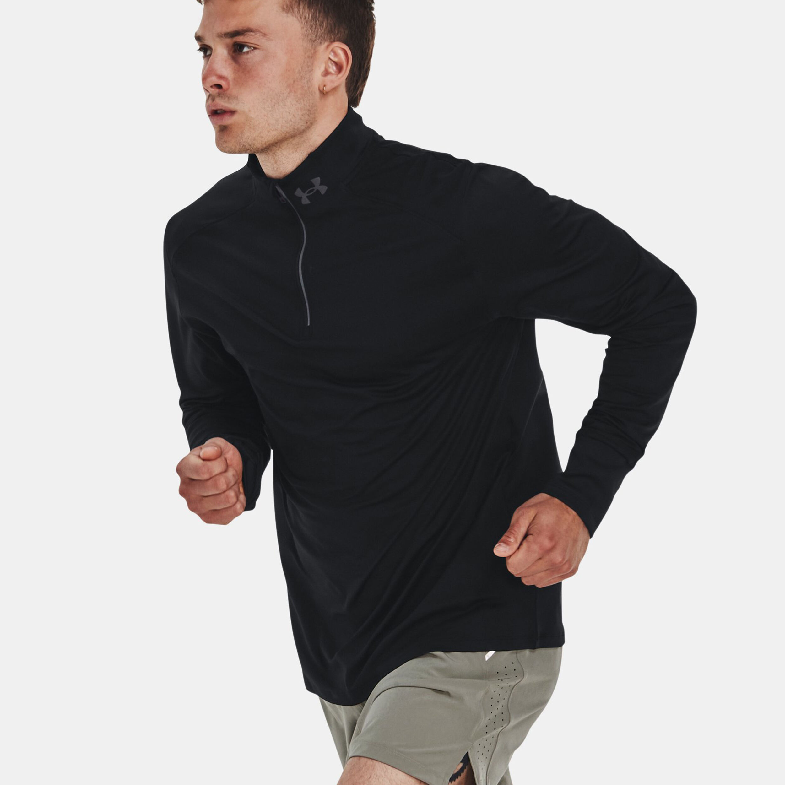 Qualifier Run 1/4 Zip Laufshirt Herren - Schwarz