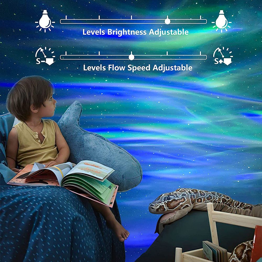 XIIW LED-Sternenhimmel LED Sternenhimmel Projektor Lampe Nachtlicht Galaxy mit Bluetooth, Musiklautsprecher Sternenlicht Wasserwellen Nachtlichter Timer, für Party Weihnachten Ostern Halloween Kinder Zimmer