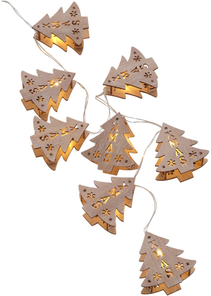 LED-Lichterkette mit Tannenbäumen
