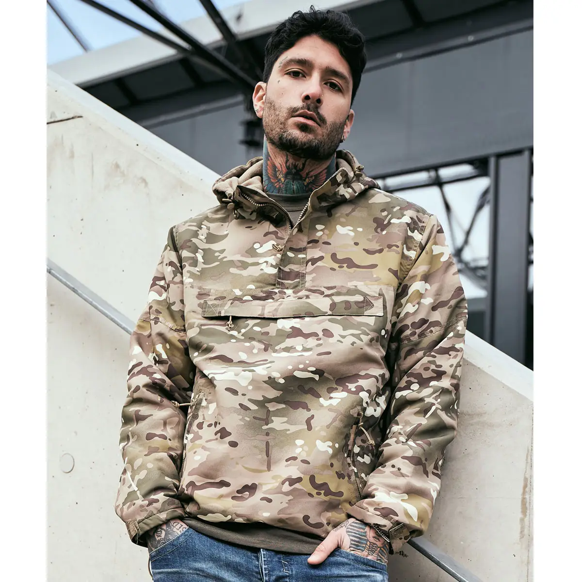 Hooded Windbreaker tactical camo