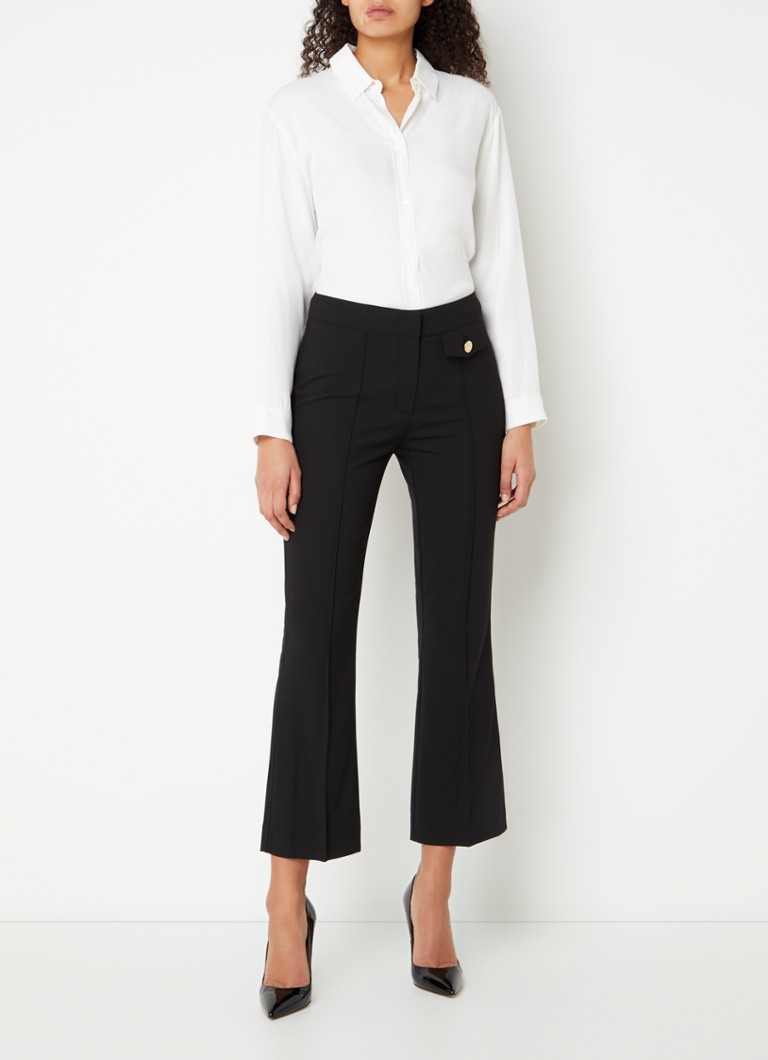 Pantaloni evazați, crop, cu talie înaltă și cusături decorative de la LKBennett Soni