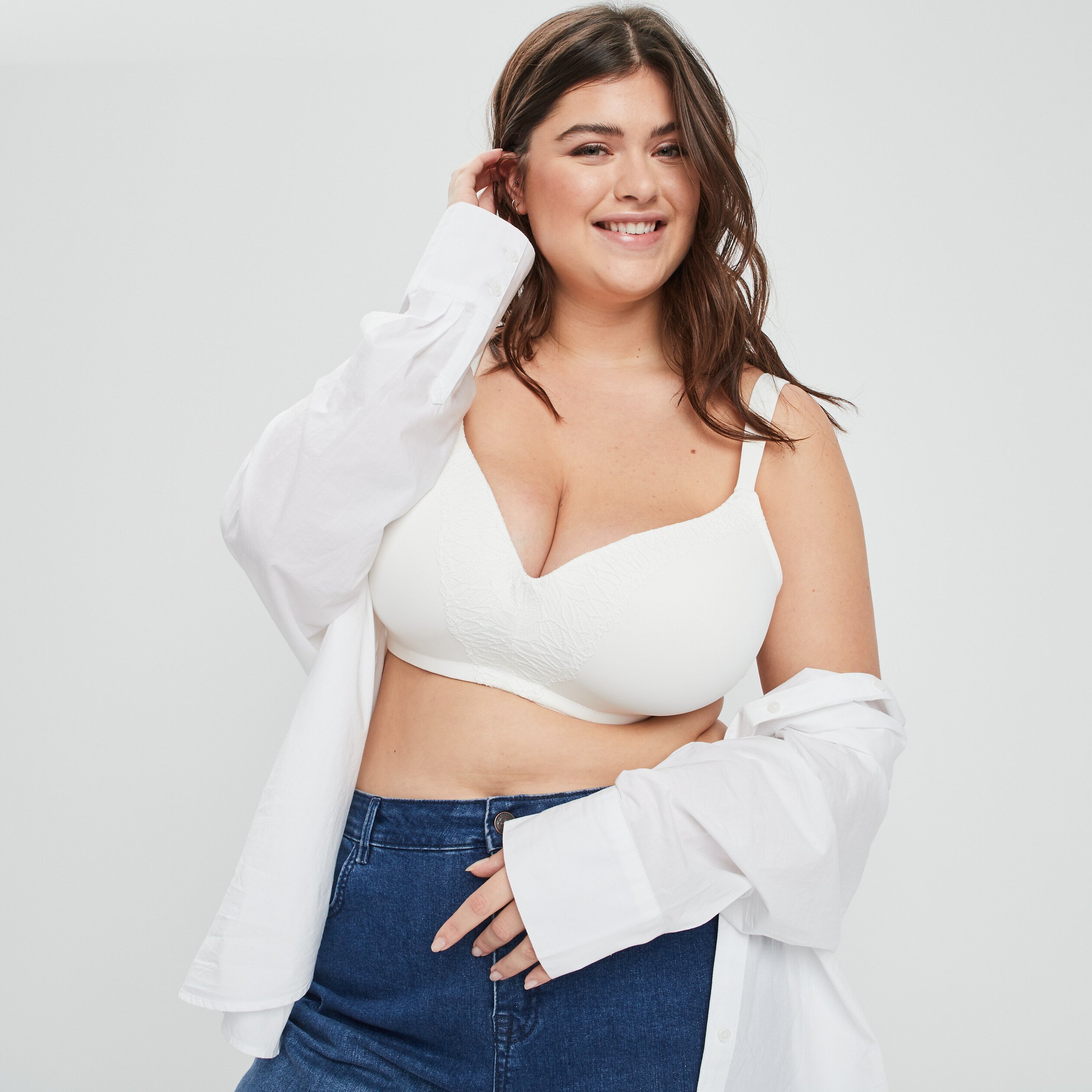 Soutien-gorge ampliforme microfibre blanc femme grande taille | La Halle