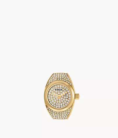 Fossil Ringuhr 3-Zeiger-Werk Edelstahl goldfarben