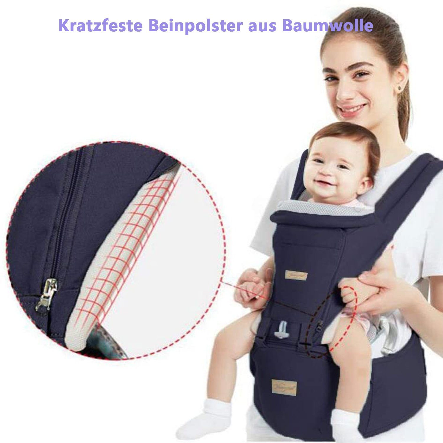 Wenta Bauchtrage Babytrage 3-in-1 Kindertrage, Bauchtrage Rückentrage Ergonomische Babytragetasche Verstellbar für Babys Kleinkind ab 3 Monate