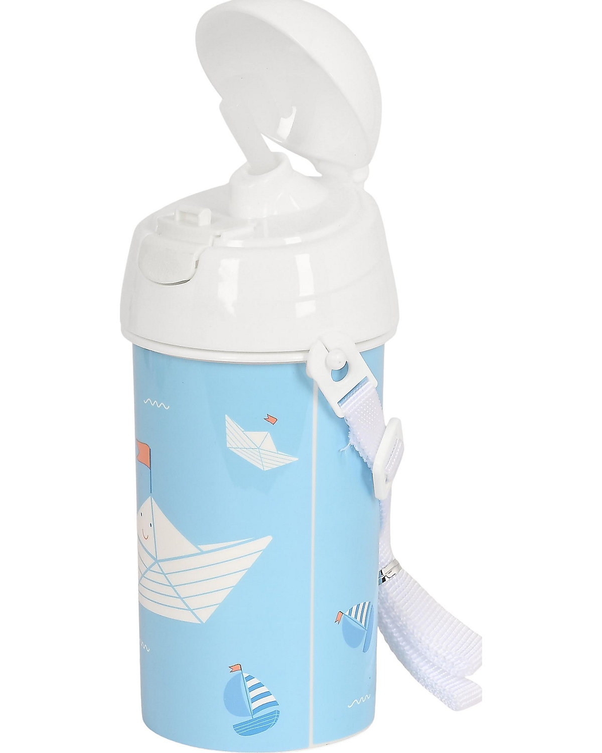Trinkflasche Schiffchen, automatische Öffnung, inkl. Halm, 500 ml