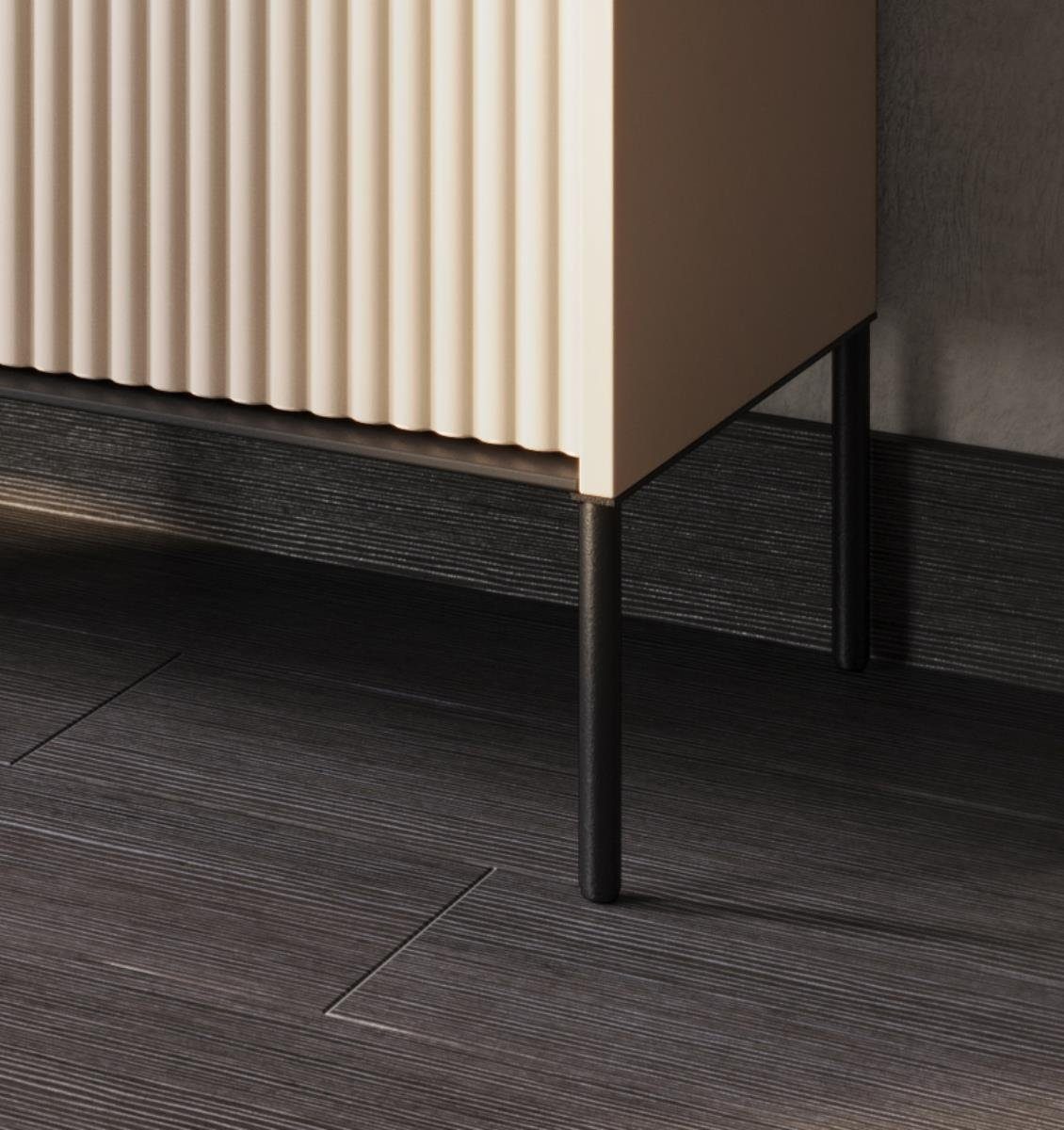Compleo Kommode mit gerifflete Front FLORE für Wohnzimmer, push to open