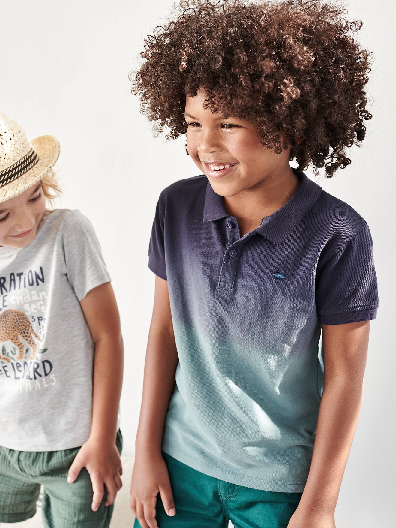 Vertbaudet Jungen Poloshirt, Dip-Dye-Effekt Oeko-Tex - marine
