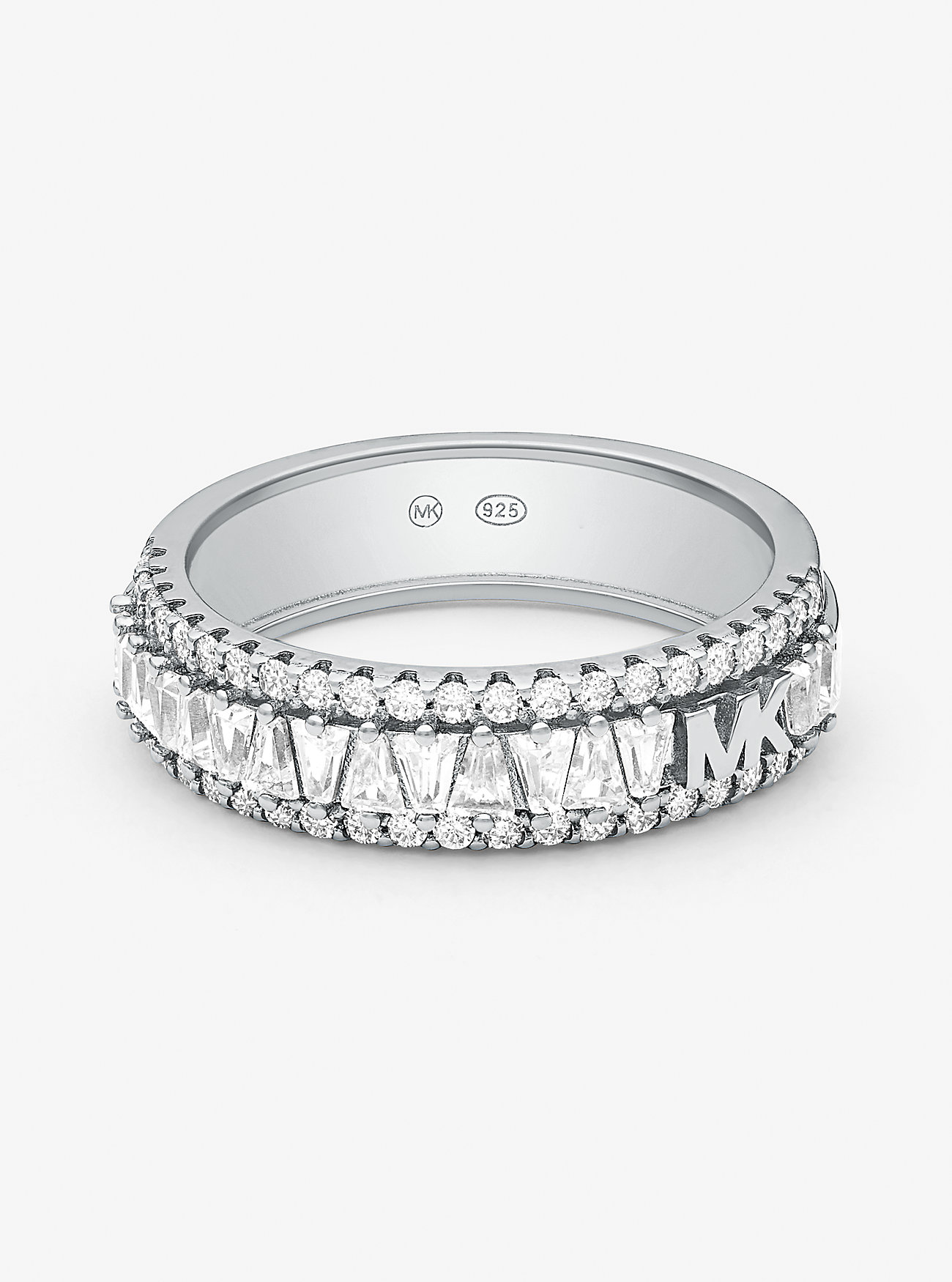 Precious Metal-Plated Sterling Silver Pavé Ring - SILVER
