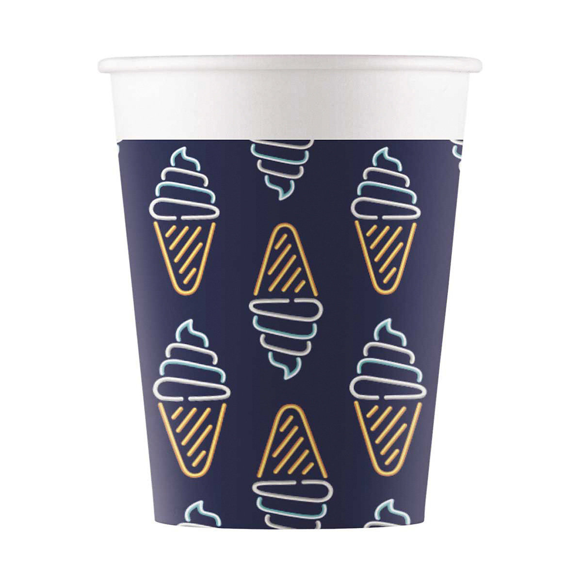 Papp-Partybecher/Trinkbecher Ice Cream, 200 ml, 8 Stück