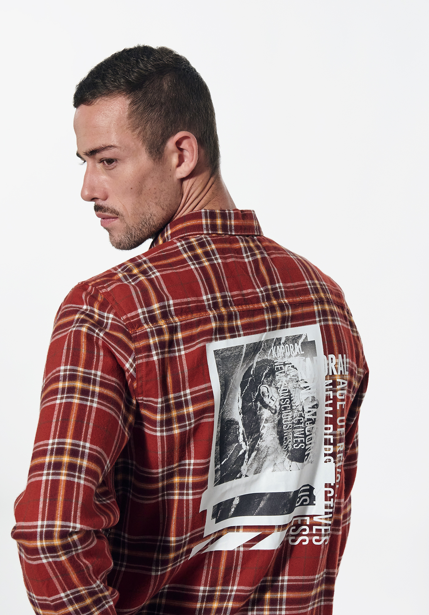 PAZ    Chemise à carreaux bordeaux régular Homme