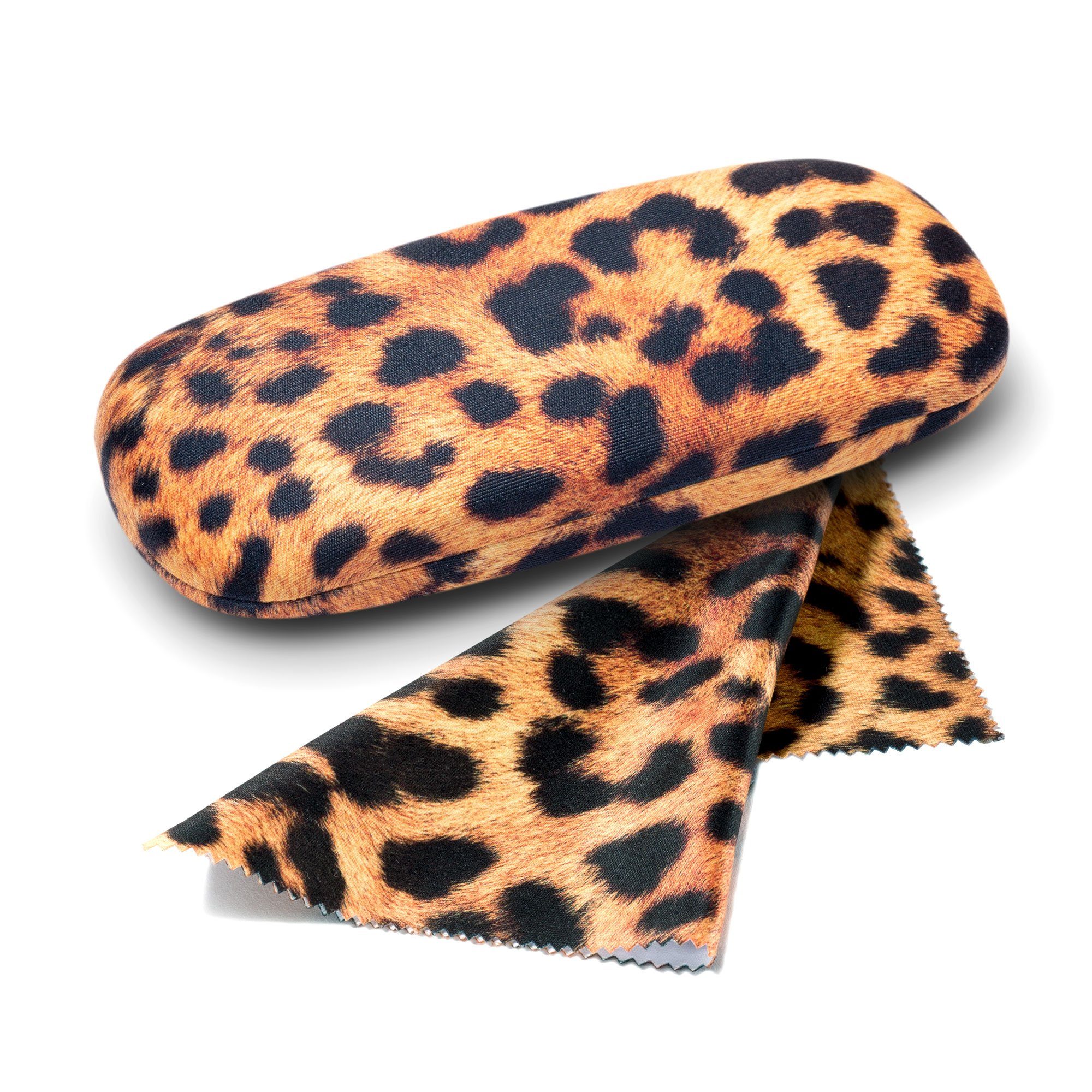 FEFI Brillenetui Animal Print: LEO - Hardcase, mit passendem Mikrofasertuch