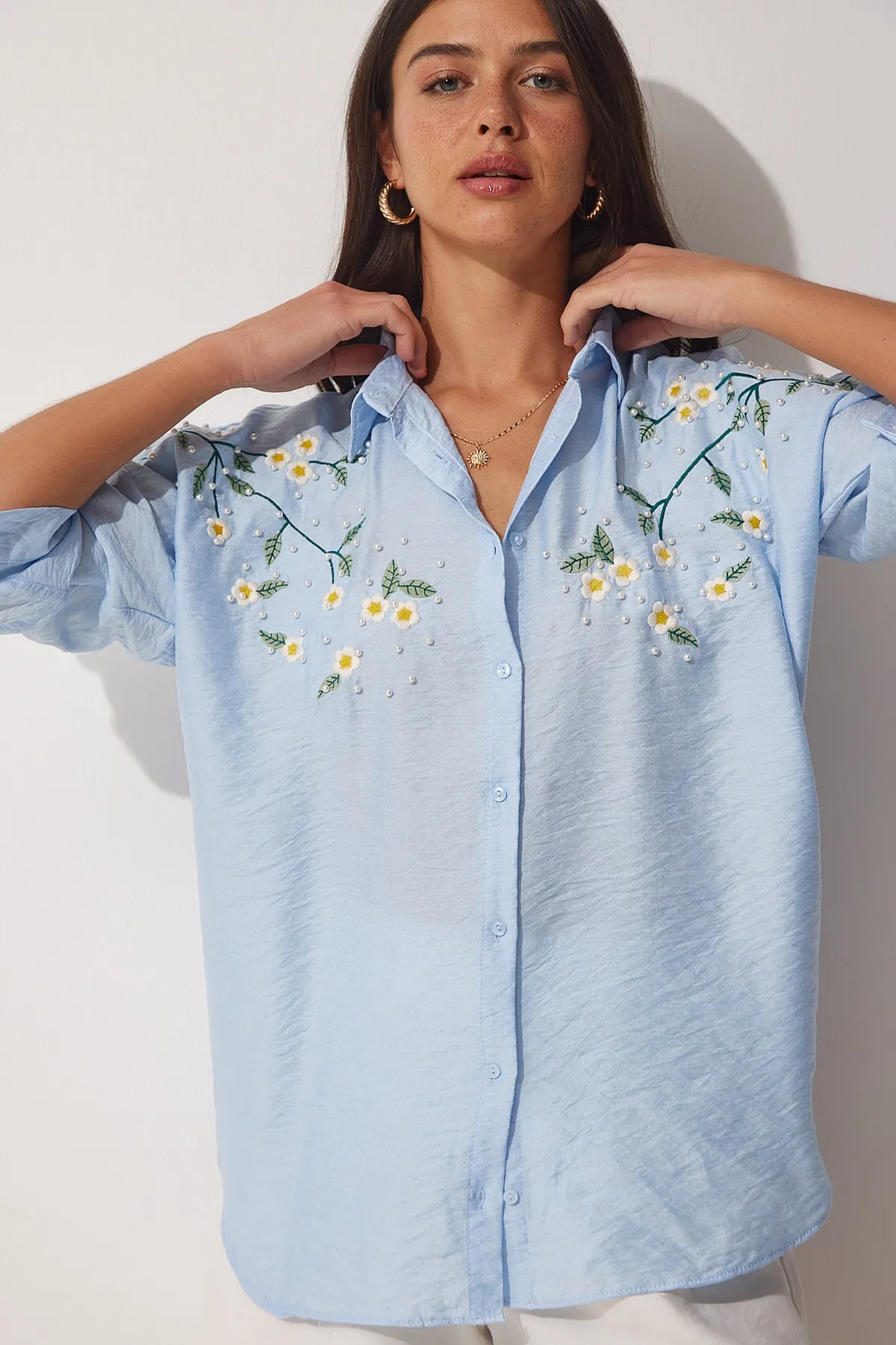 Happiness İstanbul  Hemd - Blau - Oversized