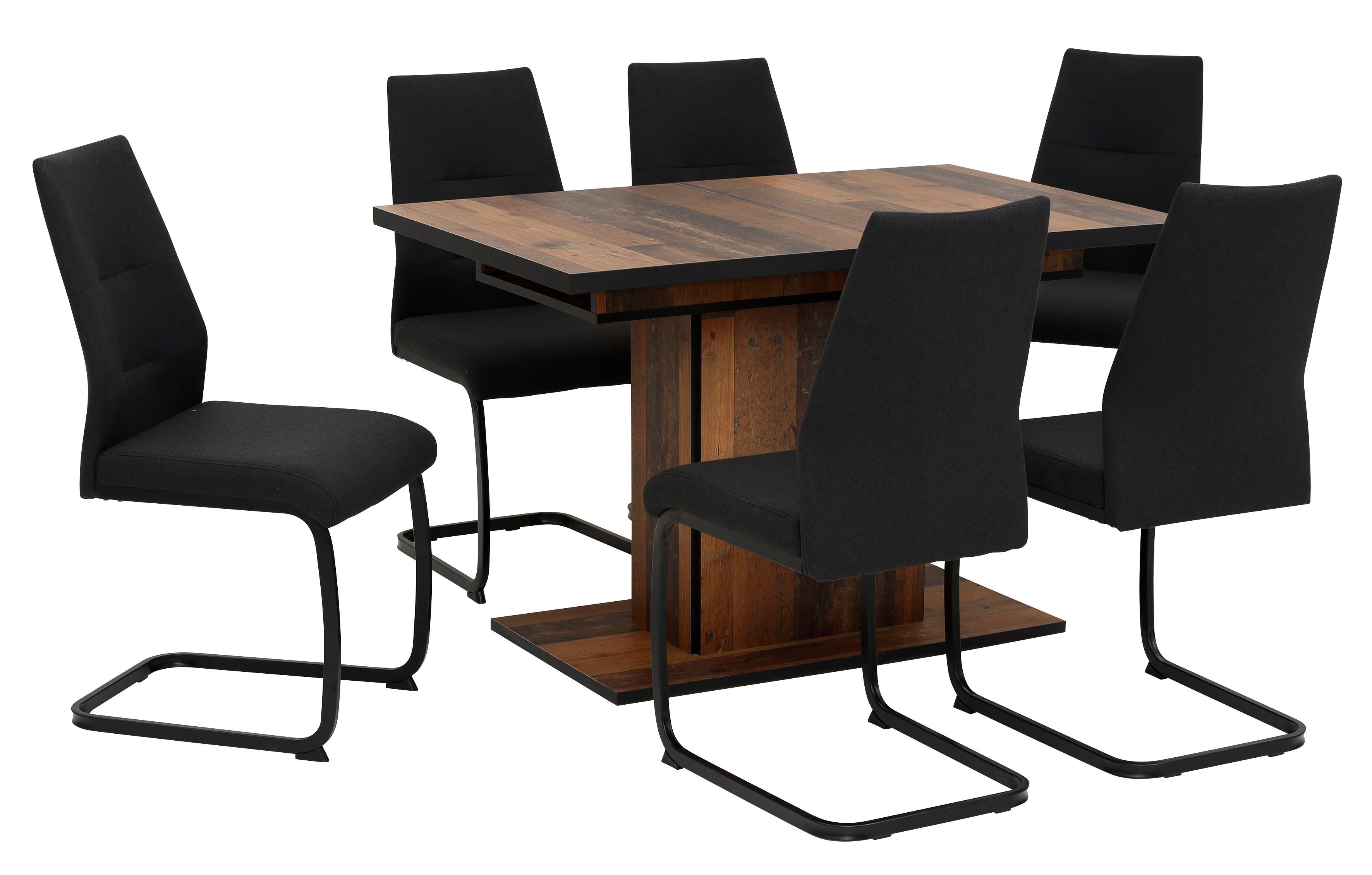 HELA Essgruppe Ariana, (Set, 7-tlg., 1 Tisch / 6 Stühle), ausziehbar 120 -160 cm, Belastbarkeit 140 KG