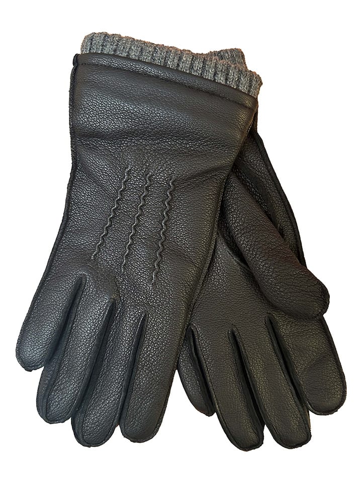 Kaiser Naturfellprodukte Leder-Fingerhandschuhe in Schwarz günstig kaufen