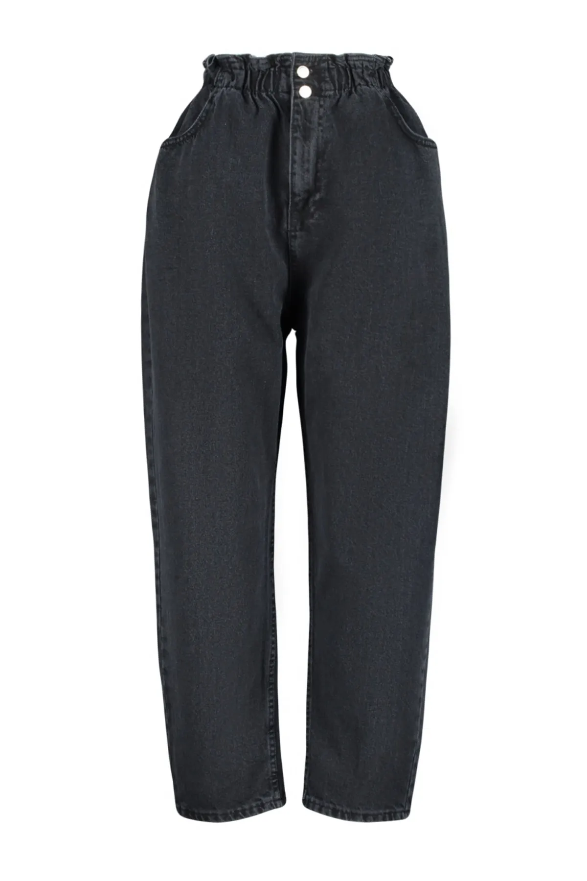 Trendyol Curve  Anthrazitfarbene Mom-Jeans mit hoher Taille und elastischem Bund TBBSS22JE00009